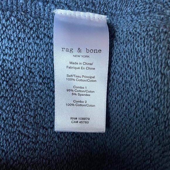 Rag & Bone Women's Garment Dyed Racer Hoodie Washed Navy Cotton Size S NWT - Picture 7 of 8